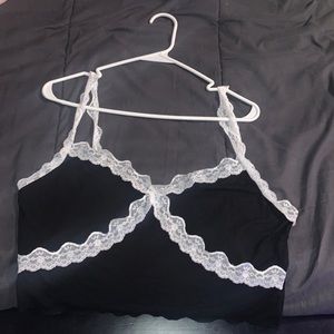 SHEIN black crop-top with white lace